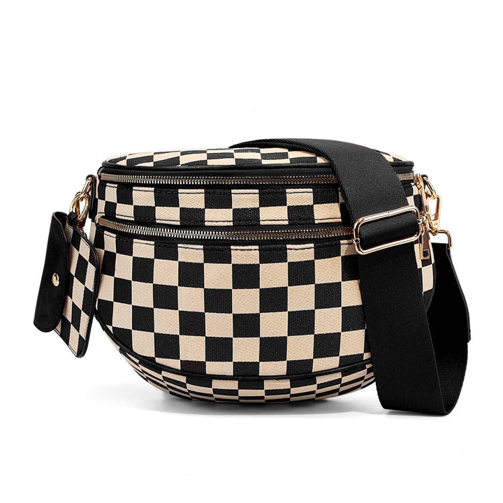 Kaylee Mixed Media Double Zip Crossbody Sling Bag Aili's Corner