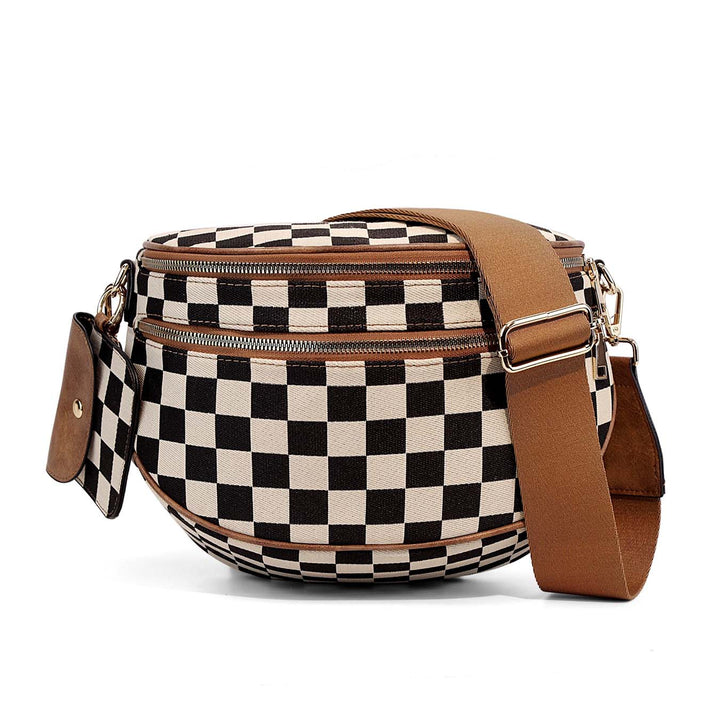 Kaylee Mixed Media Double Zip Crossbody Sling Bag Aili's Corner