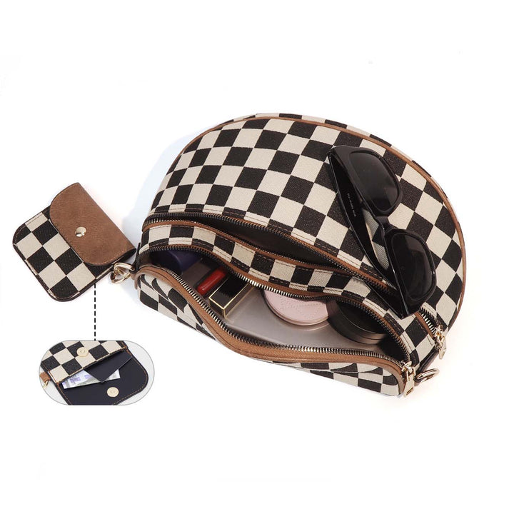 Kaylee Mixed Media Double Zip Crossbody Sling Bag Aili's Corner
