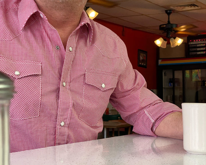 Red Check Pima Cotton Men’s Pearl Snap Shirt