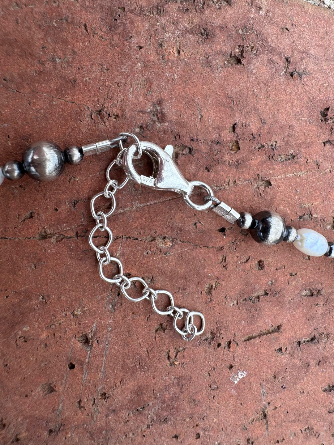 Handcrafted Mother of Pearl & Sterling Silver Pearl 3-14mm Beaded 58” Necklace