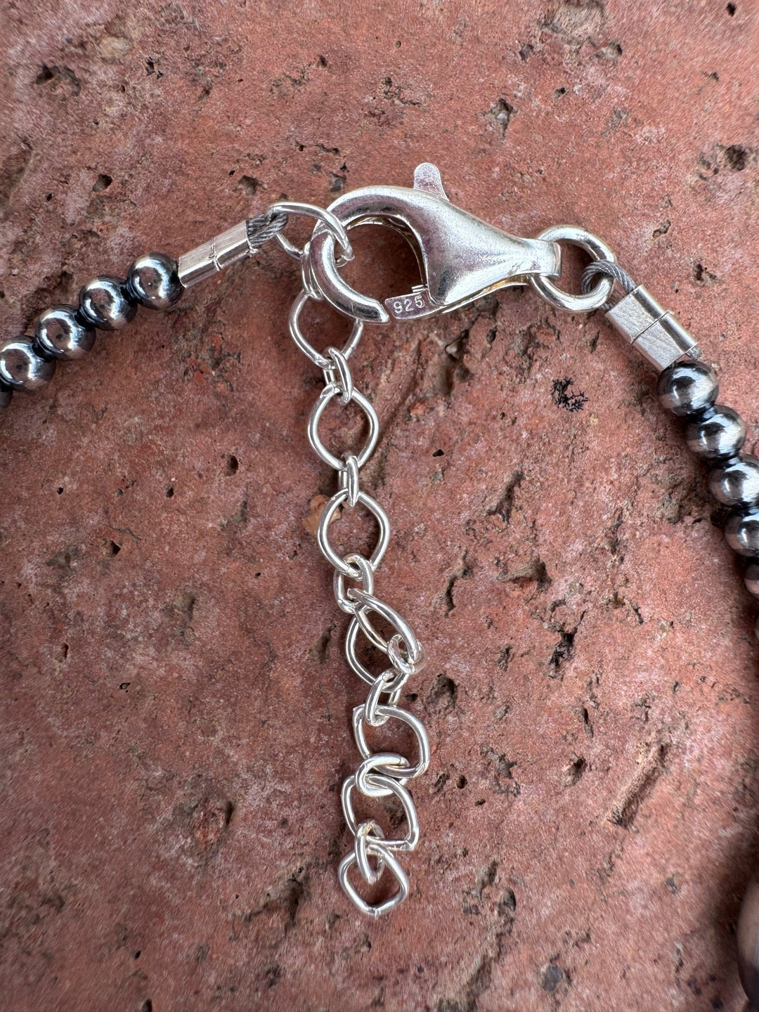 Handcrafted Mother of Pearl & Sterling Silver Pearl 3-6mm Beaded Bracelet -7"