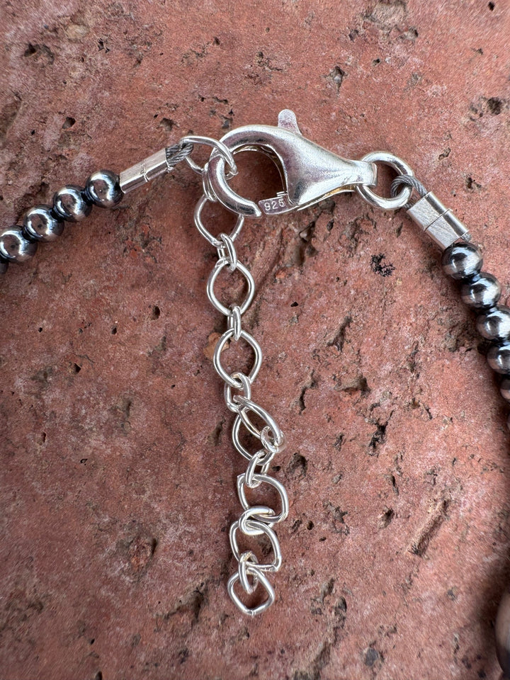 Handcrafted Mother of Pearl & Sterling Silver Pearl 3-6mm Beaded Bracelet -7"