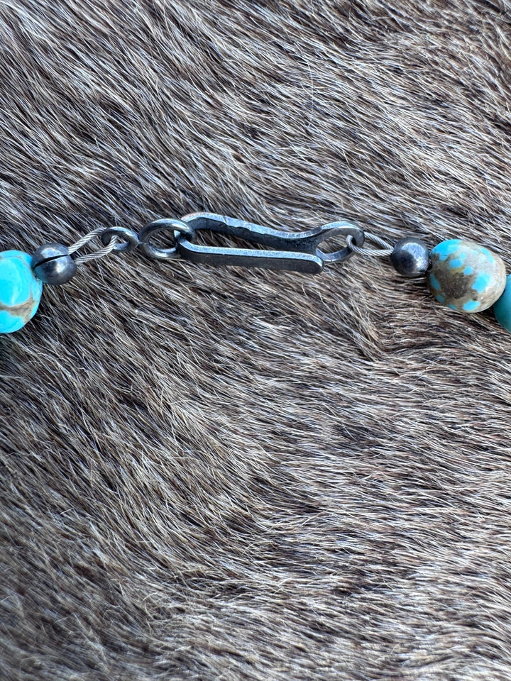 Handcrafted Kingman Turquoise & Sterling Silver 5-10mm Beaded Necklace Nizhoni Traders LLC