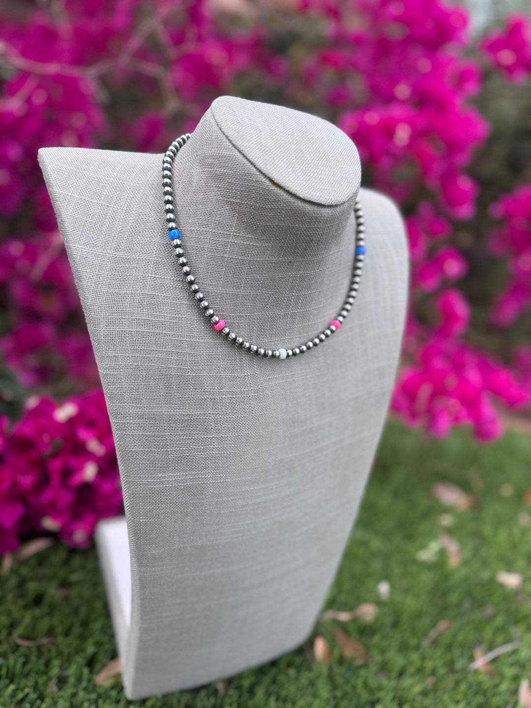 Handcrafted Fire Opal Collection & Sterling Silver Pearl Beaded 5mm Necklace -16"