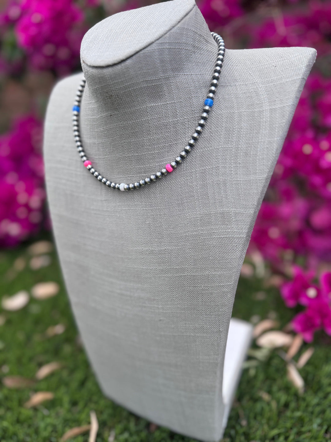 Handcrafted Fire Opal Collection & Sterling Silver Pearl Beaded 5mm Necklace -16"