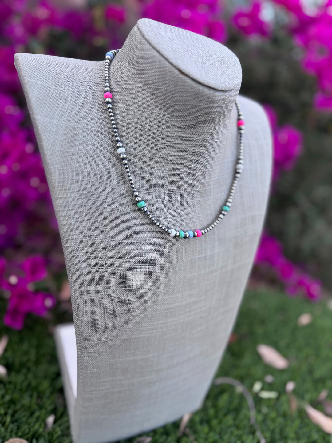 Handcrafted Fire Opal Collection & Sterling Silver Pearl 3-6mm Beaded Necklace -18"