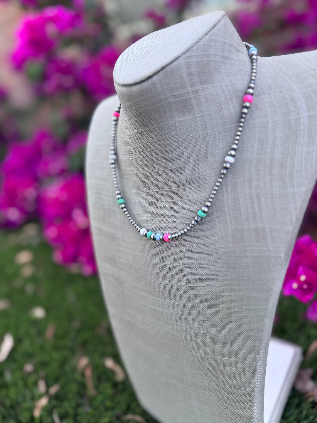 Handcrafted Fire Opal Collection & Sterling Silver Pearl 3-6mm Beaded Necklace -18"