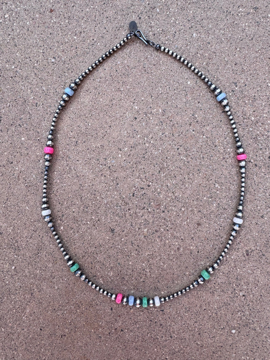 Handcrafted Fire Opal Collection & Sterling Silver Pearl 3-6mm Beaded Necklace -18"