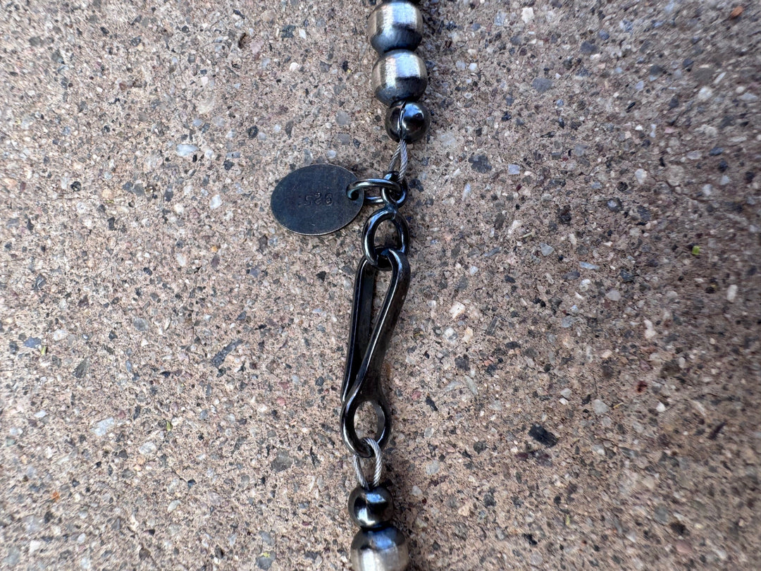 Handcrafted Fire Opal Collection & Sterling Silver Pearl 4-14mm Beaded Jacla Necklace -30" Nizhoni Traders LLC