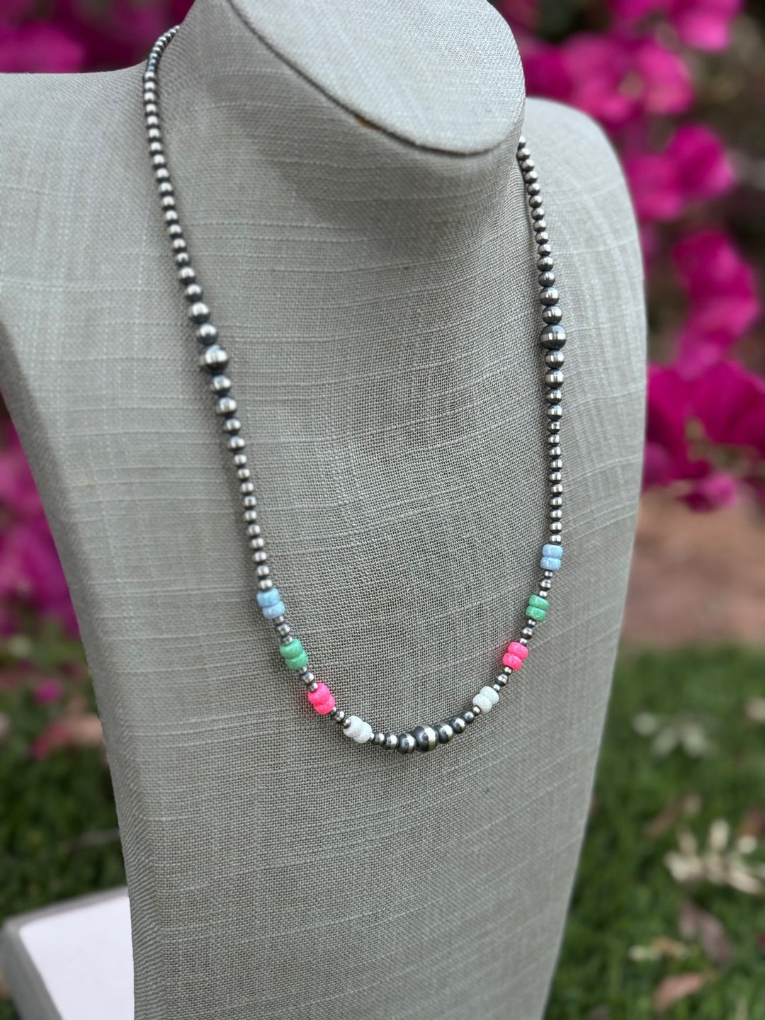 Handcrafted Fire Opal Collection & Sterling Silver Pearl Beaded 3-8mm Necklace - 22"