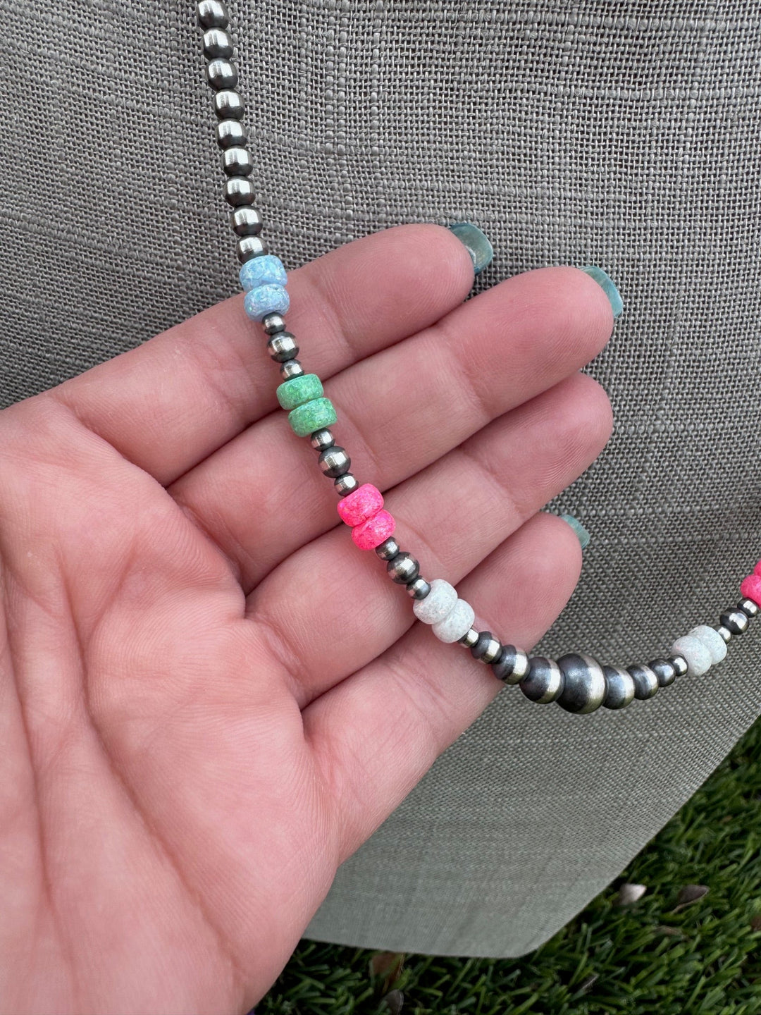 Handcrafted Fire Opal Collection & Sterling Silver Pearl Beaded 3-8mm Necklace - 22"