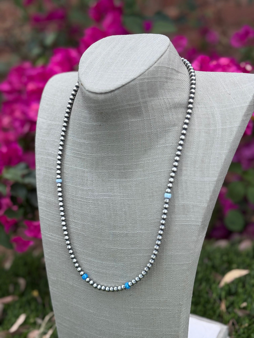 Handcrafted Fire Opal Collection & Sterling Silver Pearl Beaded 5mm Necklace 24"