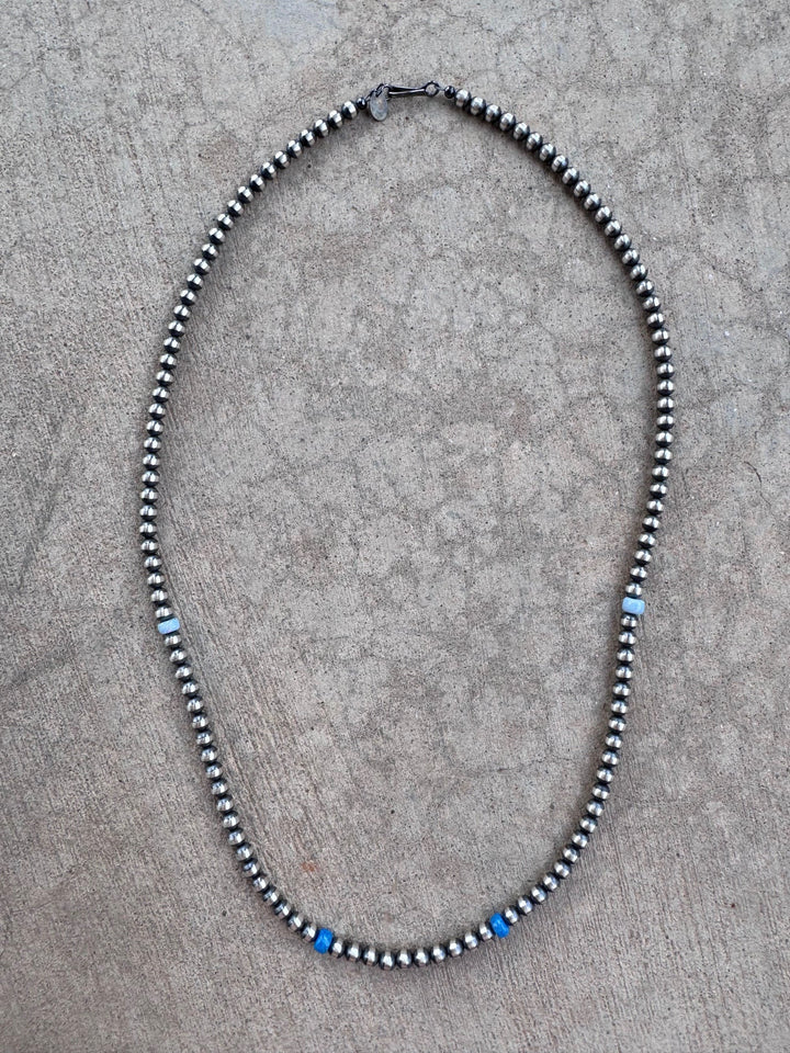 Handcrafted Fire Opal Collection & Sterling Silver Pearl Beaded 5mm Necklace 24"