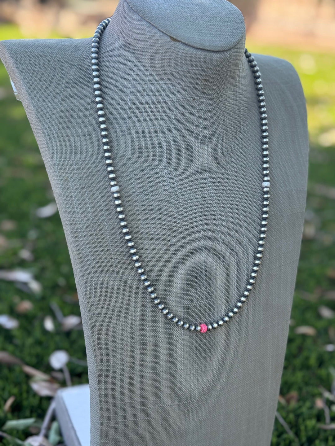 Handcrafted Fire Opal Collection & Sterling Silver Pearl Beaded 5mm Necklace 24"