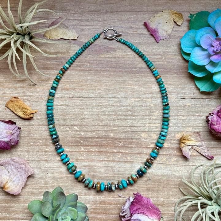 Sterling Silver Saucer & 5 mm Rondelle Beads Necklace – 19”