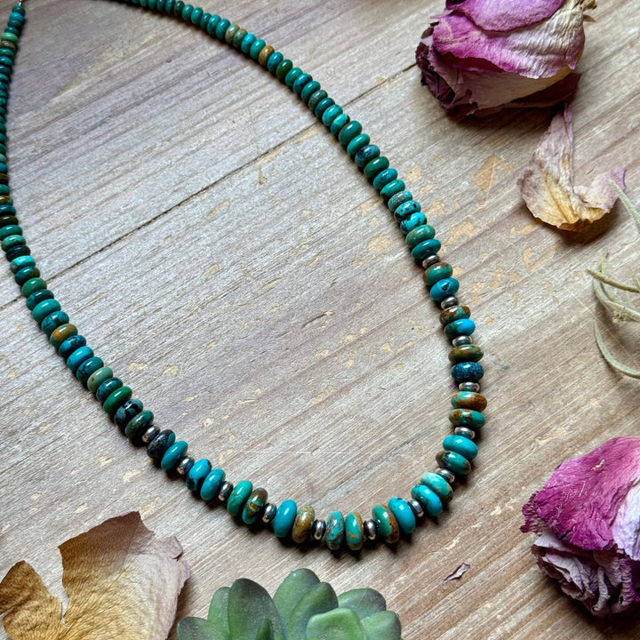 Sterling Silver Saucer & 5 mm Rondelle Beads Necklace – 19”