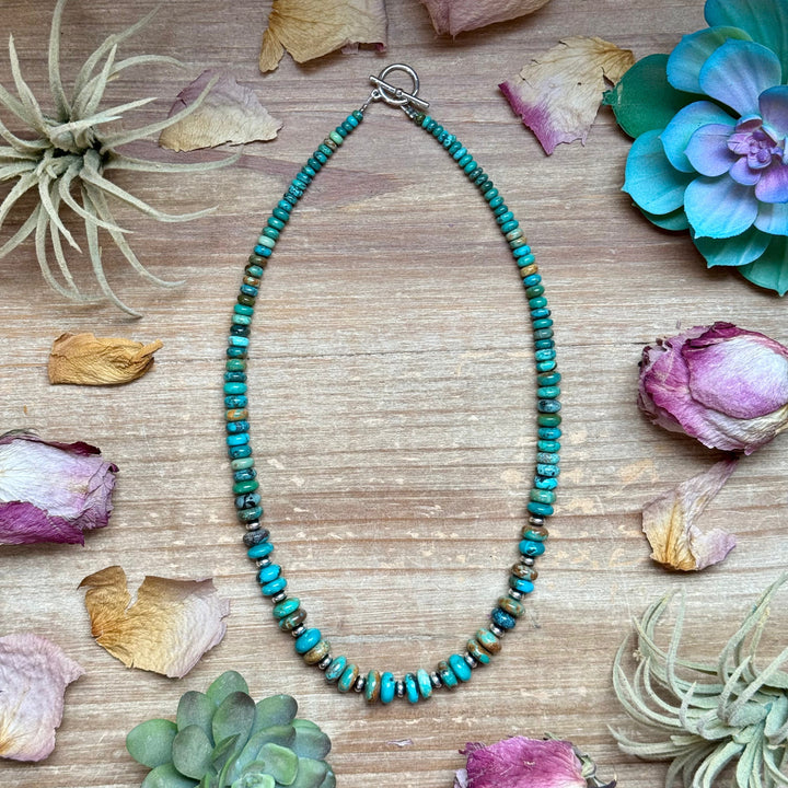 Sterling Silver Saucer & 5 mm Rondelle Beads Necklace – 19”