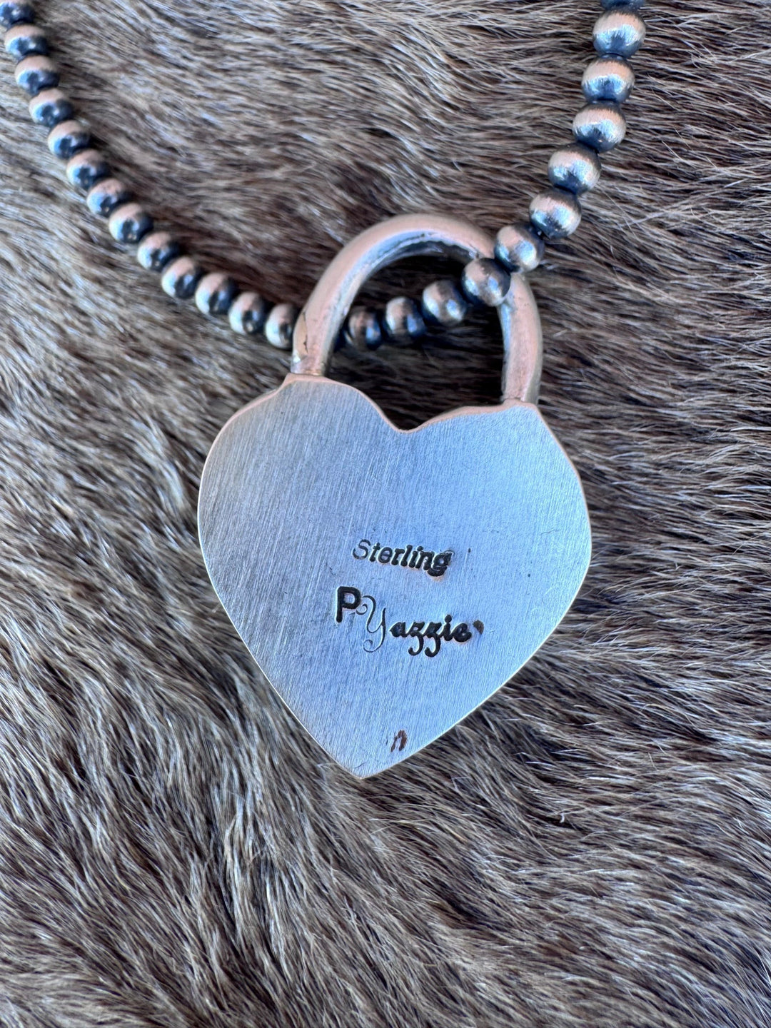 Handcrafted Kingman Turquoise & Sterling Silver Heart Locket Pendant by Patrick Yazzie Nizhoni Traders LLC
