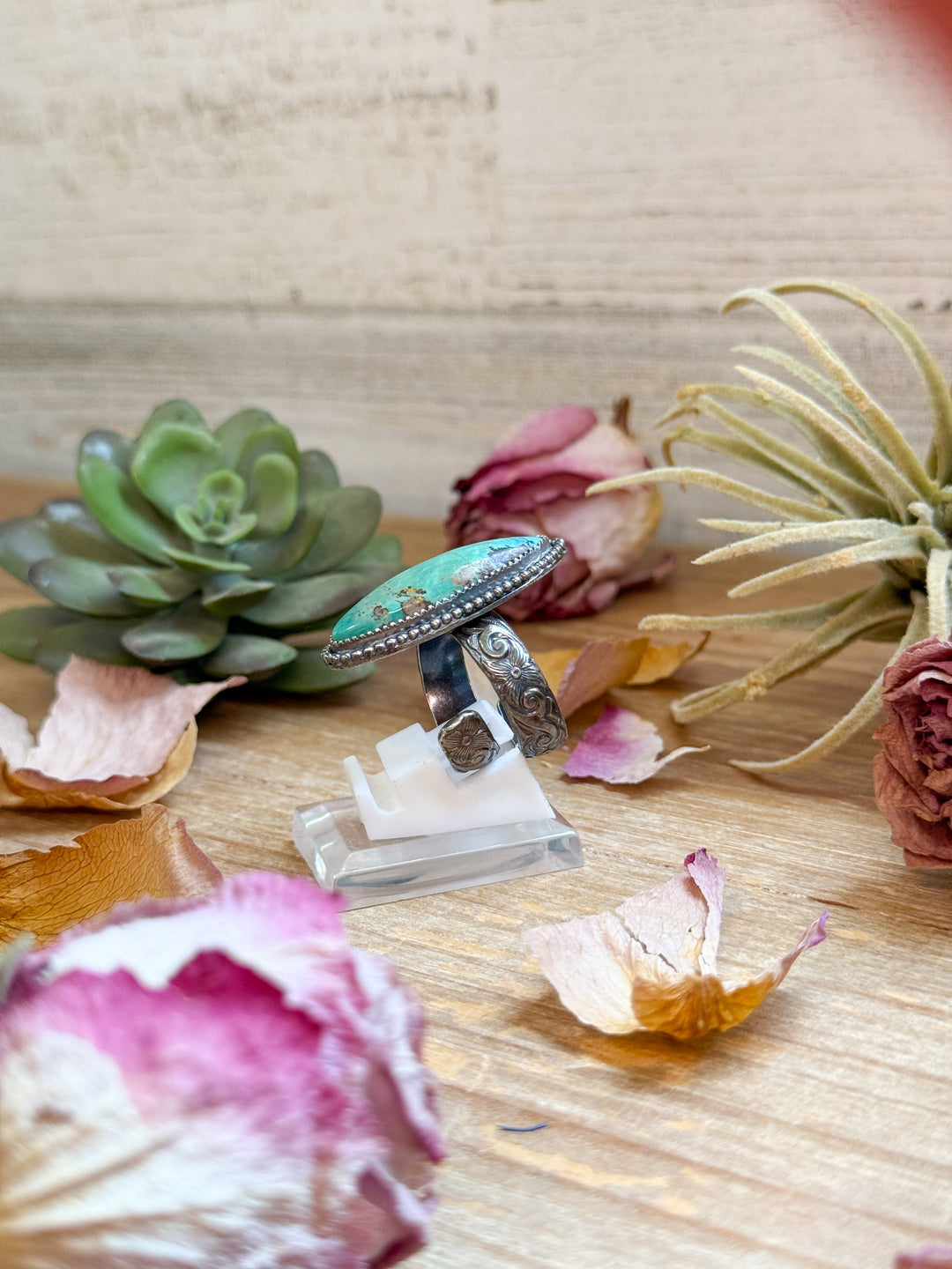 Sterling Silver Adjustable Oval Turquoise Ring