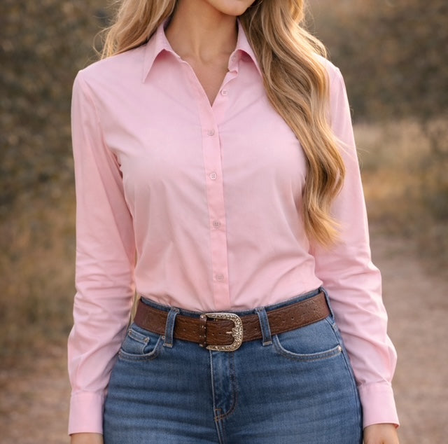 Black Crystal Turn & Burn Button-Up Pink Rodeo Shirt