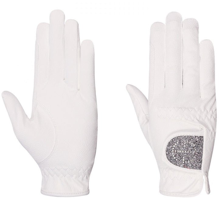 Halter Ego® Competition Gloves - Silver Gray Glitter & Crystal Logo Halter Ego®