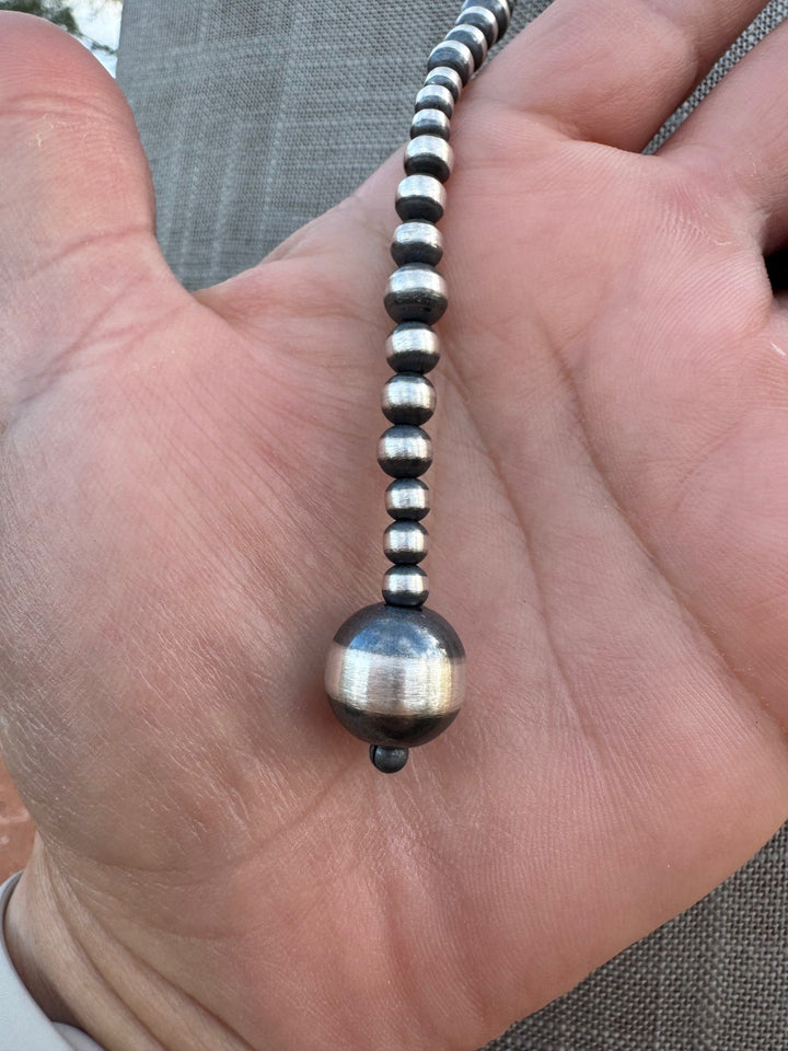 Handcrafted Sterling Silver Pearl 4-12mm Beaded 20” Lariat Necklace