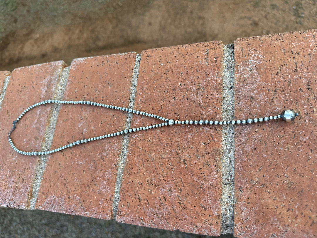 Handcrafted Sterling Silver Pearl 4-12mm Beaded 20” Lariat Necklace