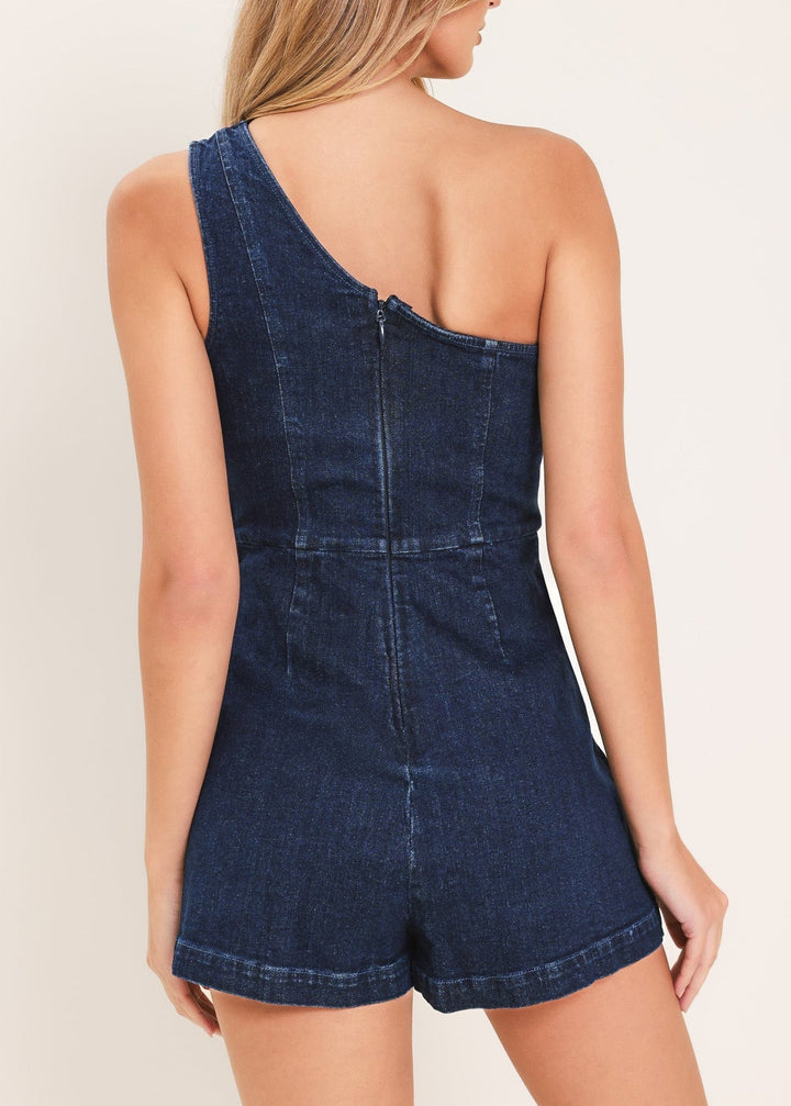 Downtown Darling Denim Skort Romper Flying Tomato