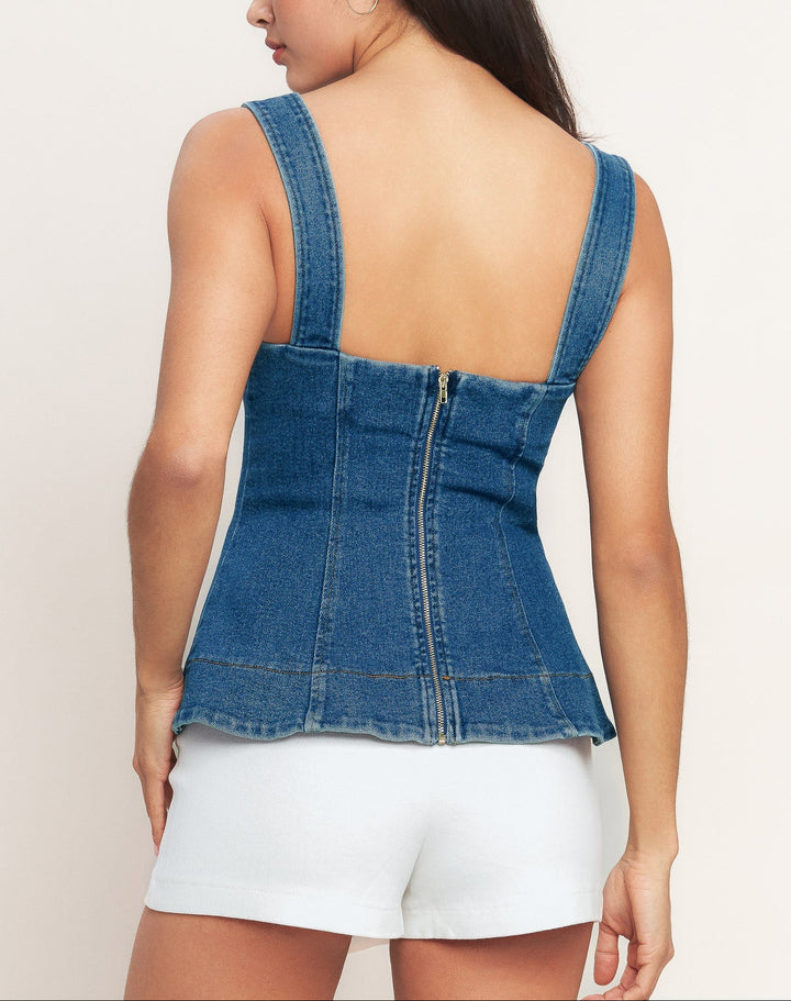 Sweet Denim Peplum Top