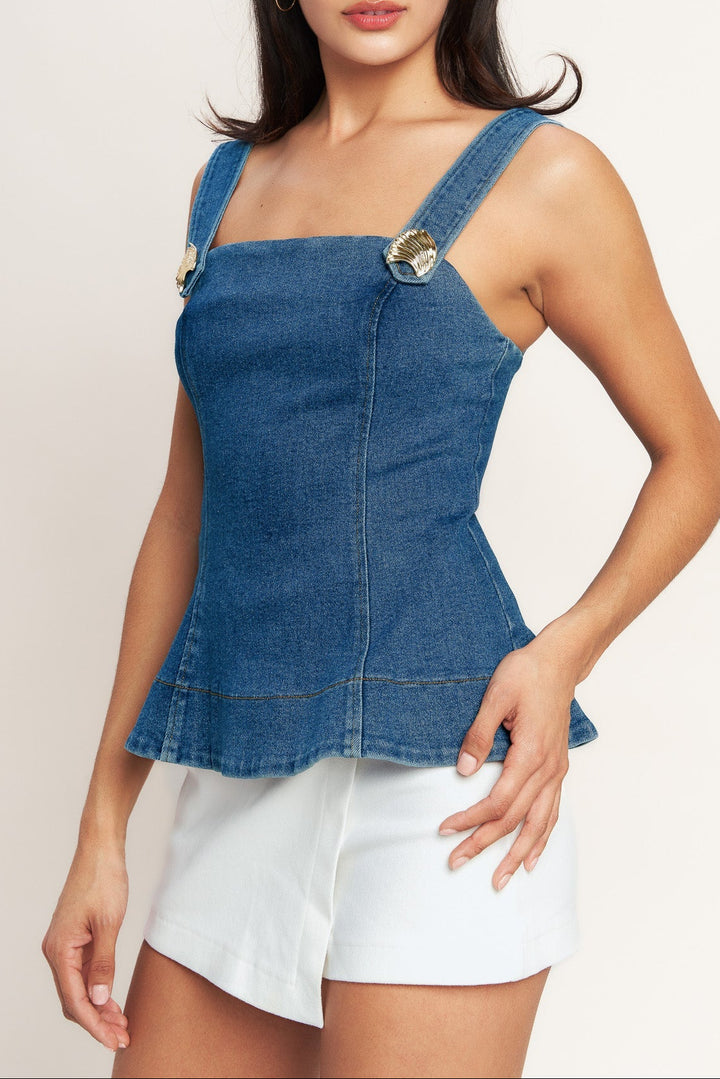 Sweet Denim Peplum Top