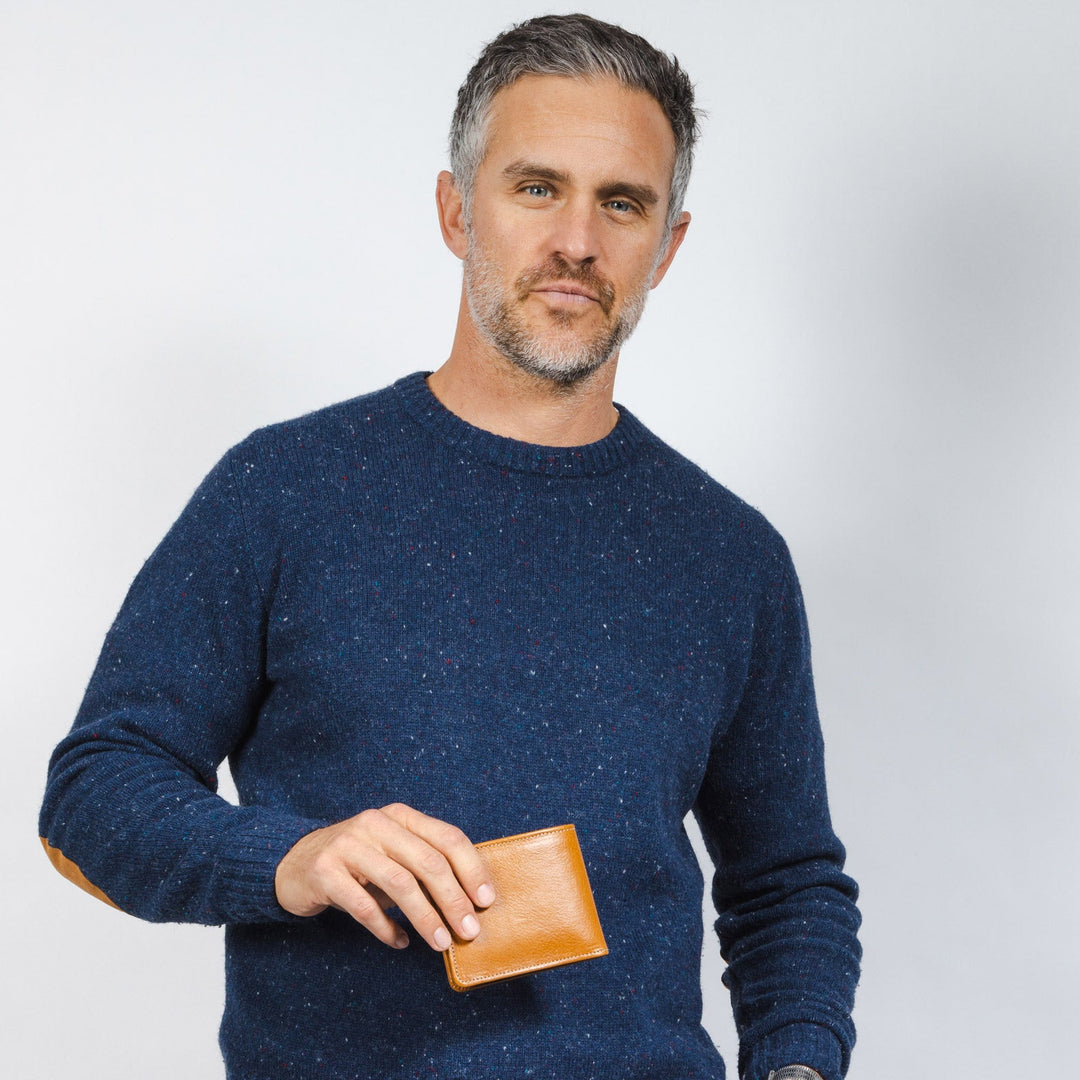 Large Leather Billfold Wallet with RFID protection - Natural