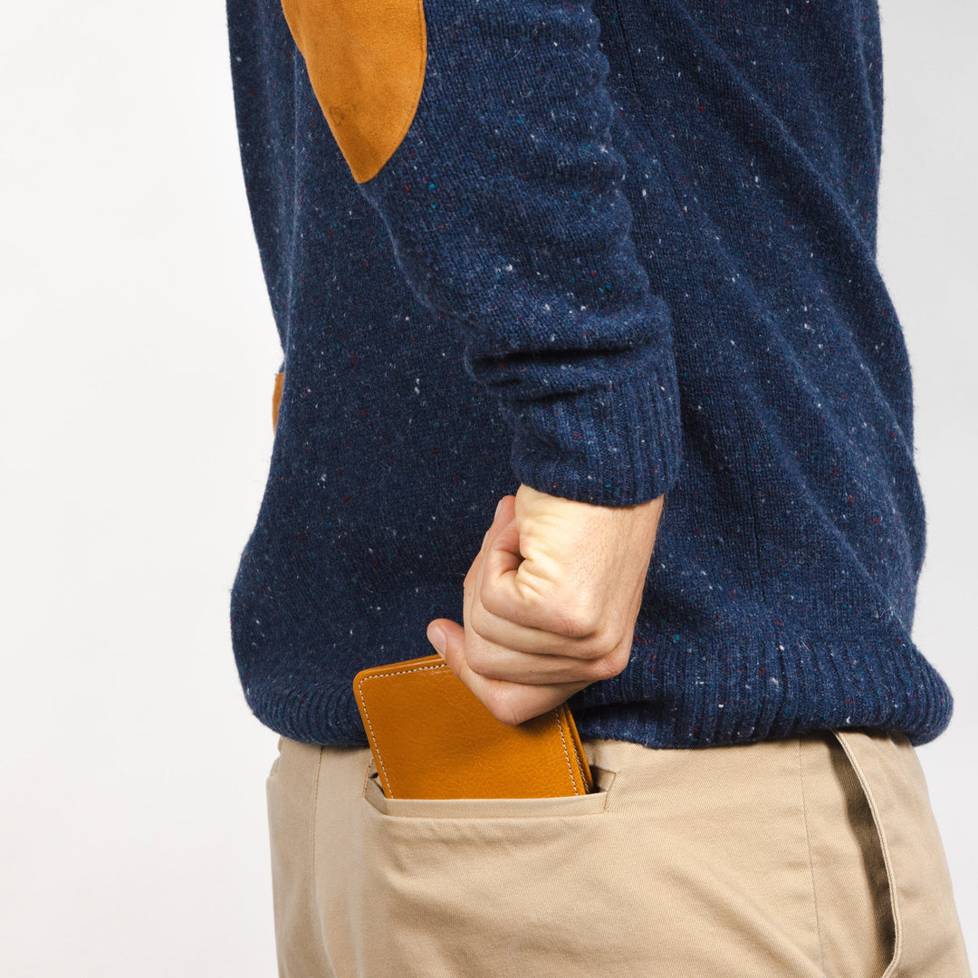 Large Leather Billfold Wallet with RFID protection - Natural