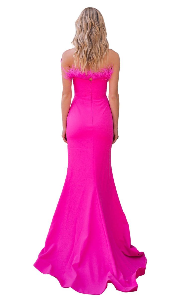 Sochi Hot Pink Feather Trim Dress
