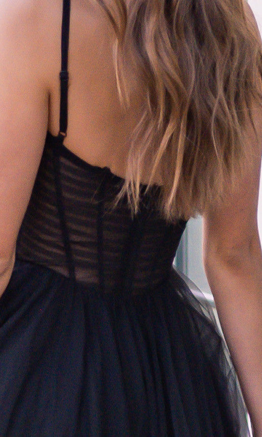 Yasmin Dress- Black - Tulle A-line Dress With Pleated Bodice