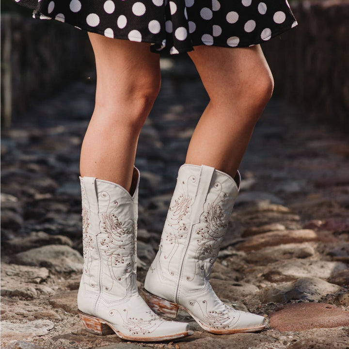 White Rhinestone Wedding Cowgirl Boots
