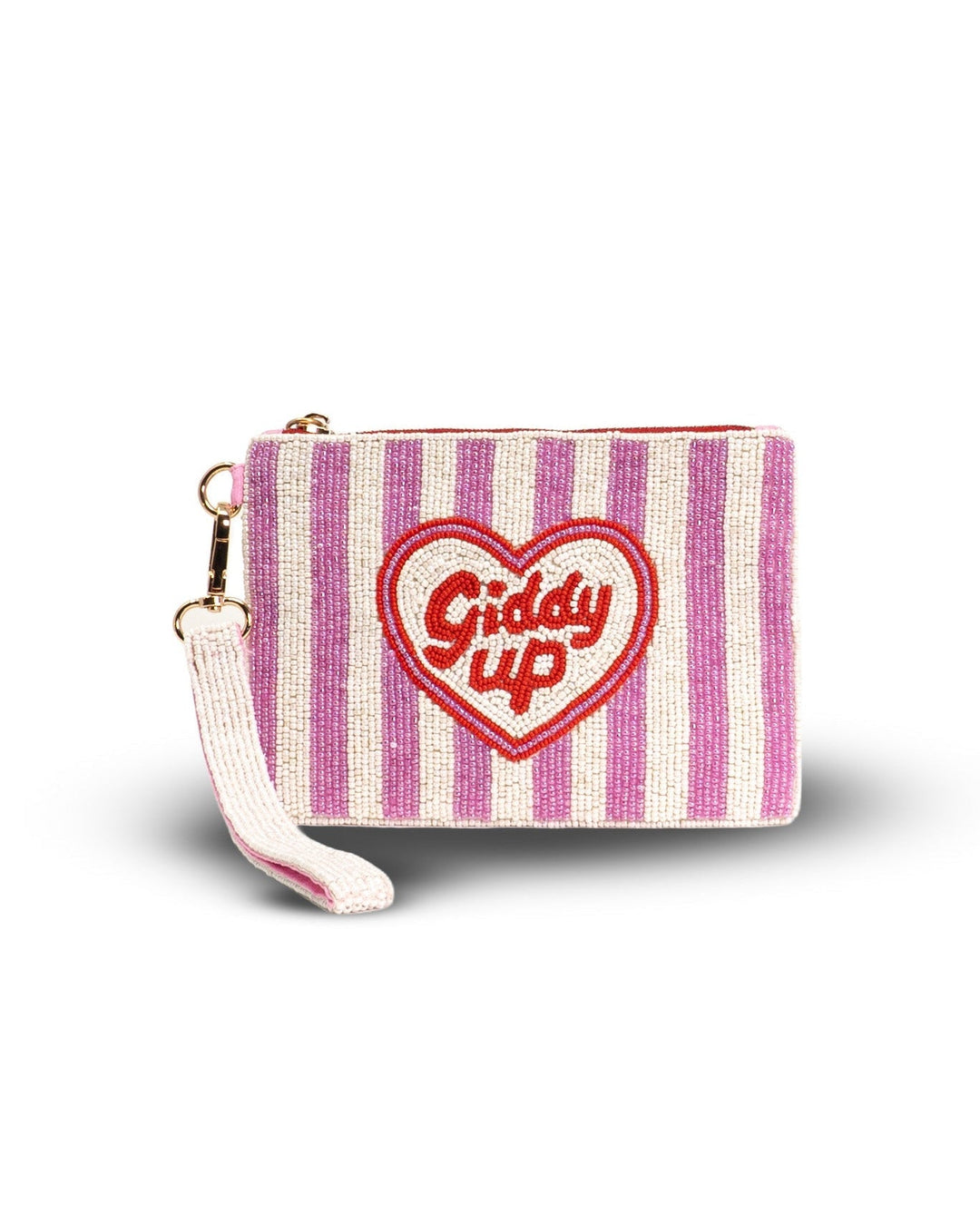 Giddy Up Heart Medium Beaded Pouch Tucker Tweed Equestrian