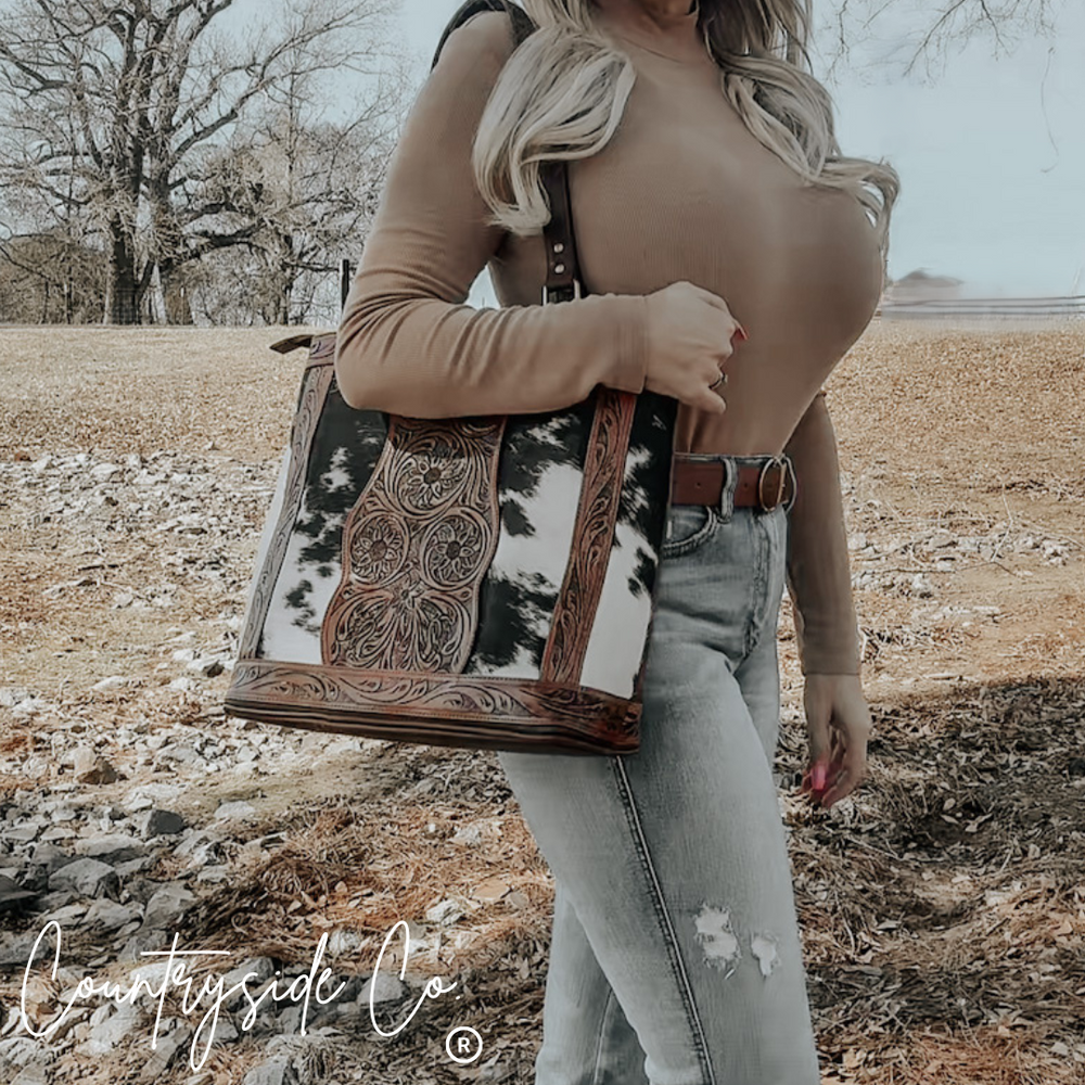 Lucille Conceal Carry Cowhide Leather Tote Purse Countryside Co.