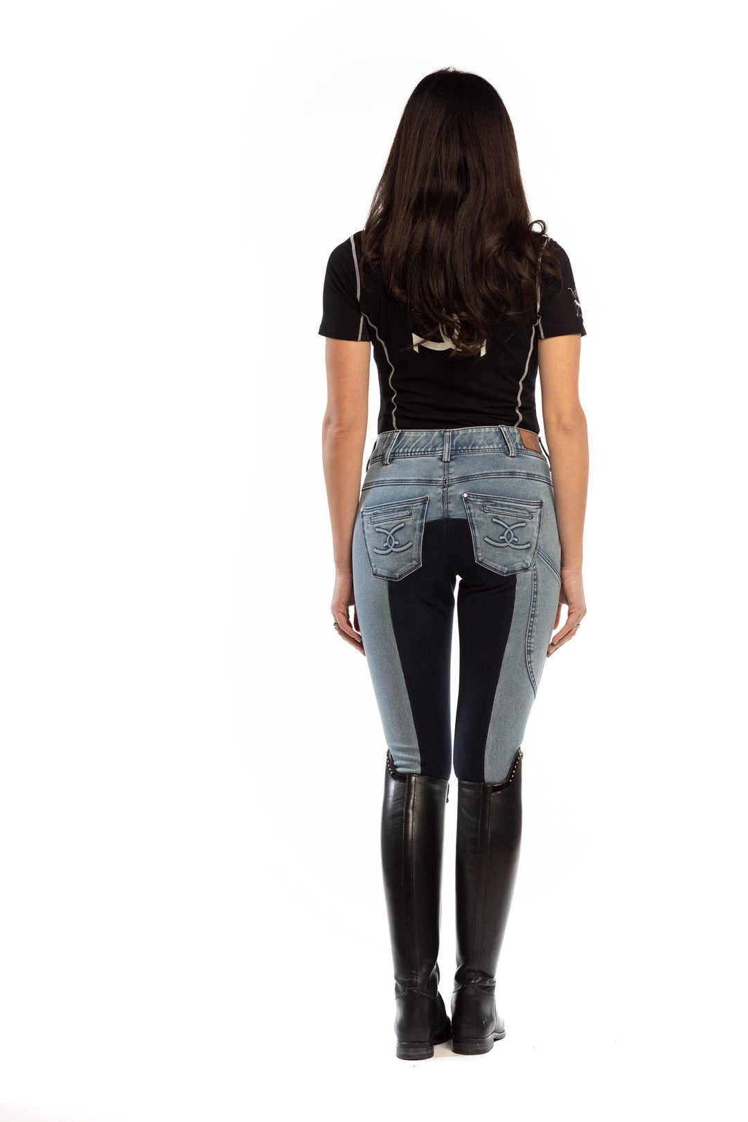 Goode Rider Equestrian Jean - Full Seat with Cell Phone Pocket | 4-way stretch - Faded Blue