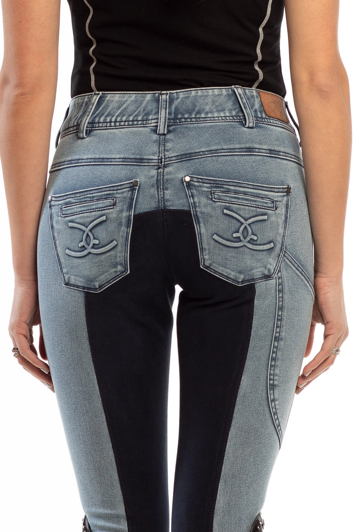 Goode Rider Equestrian Jean - Full Seat with Cell Phone Pocket | 4-way stretch - Faded Blue