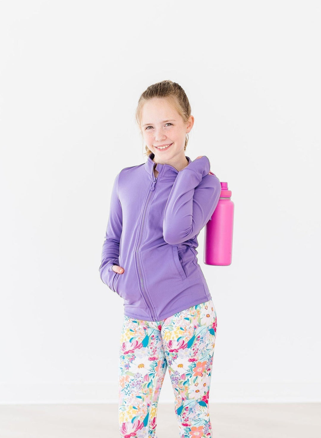 Playful Purple Full-Zip Ruffle Active Jacket