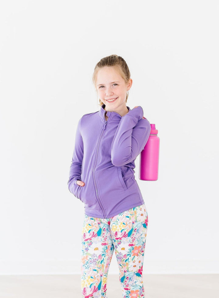 Playful Purple Full-Zip Ruffle Active Jacket