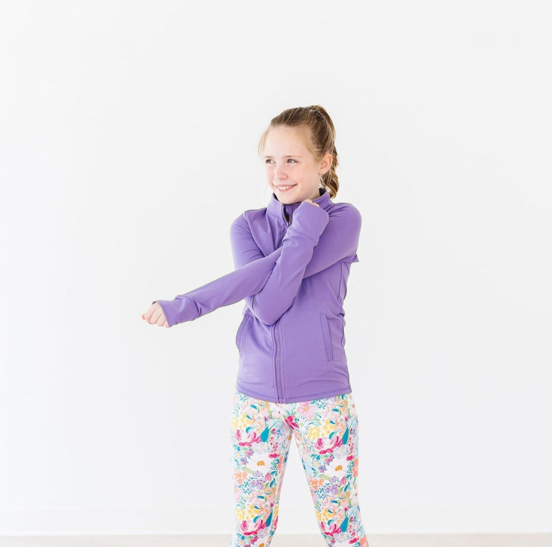 Playful Purple Full-Zip Ruffle Active Jacket