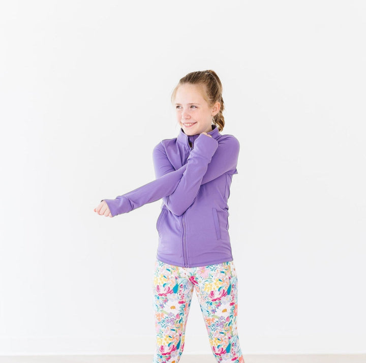 Playful Purple Full-Zip Ruffle Active Jacket