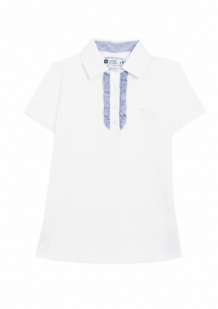 Prairi Polo Short Sleeve Riding Shirt -White & Stripes