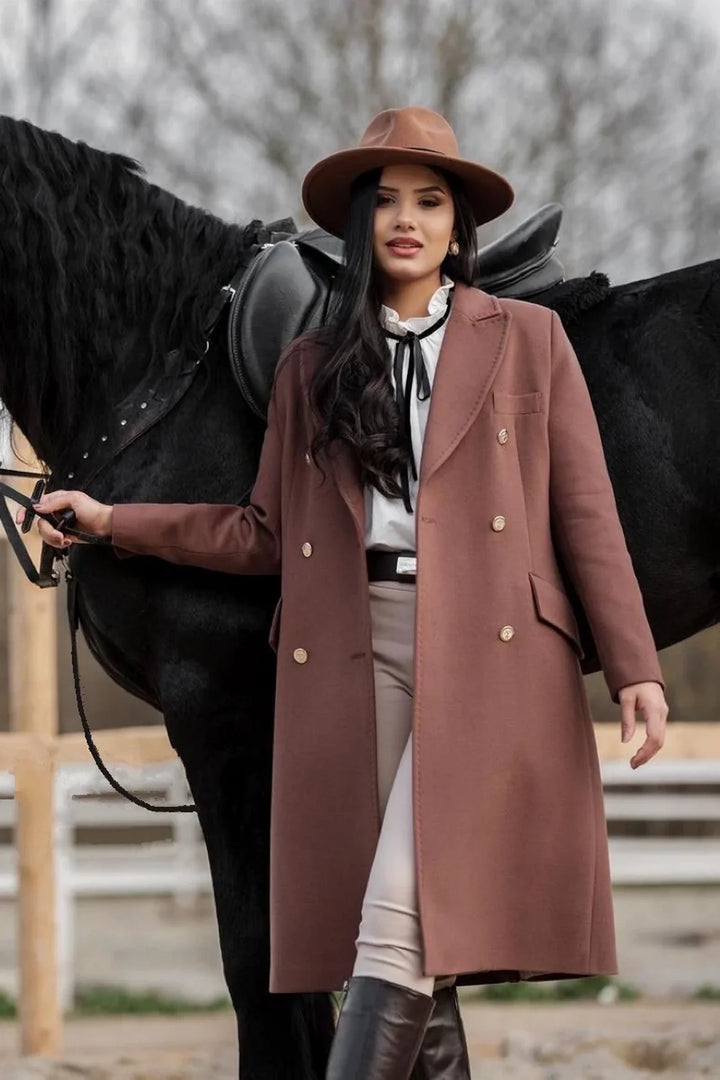 Double-Breasted Wool Blend Coat