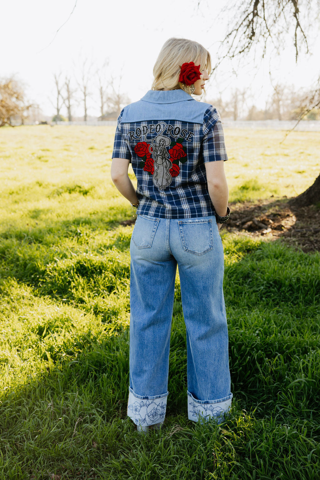 RQ Rowdy Rose Wide Leg Cuff Jeans Rodeo Quincy