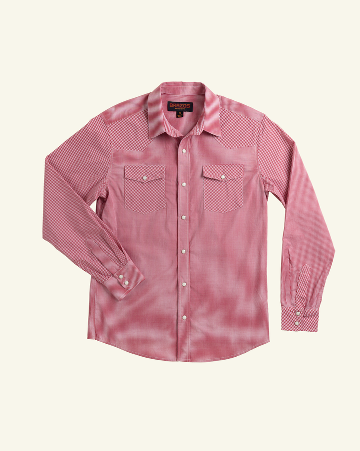 Red Check Pima Cotton Men’s Pearl Snap Shirt