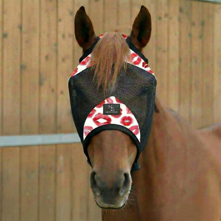 Smooch Horse Fly Mask  -Black Neon Spur