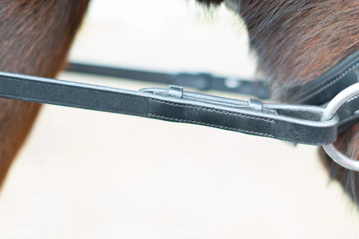 Rubber Lined Leather Reins with Stops